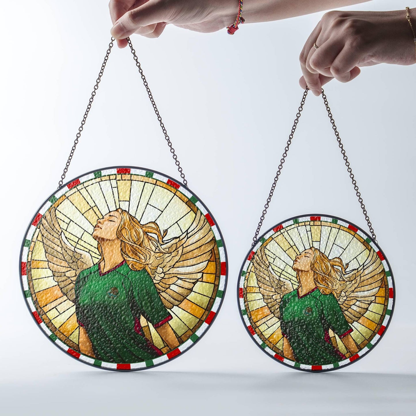 Mexico Stained Glass Mexico SunCatcher Mexico Flag Colors Window Hanging Art