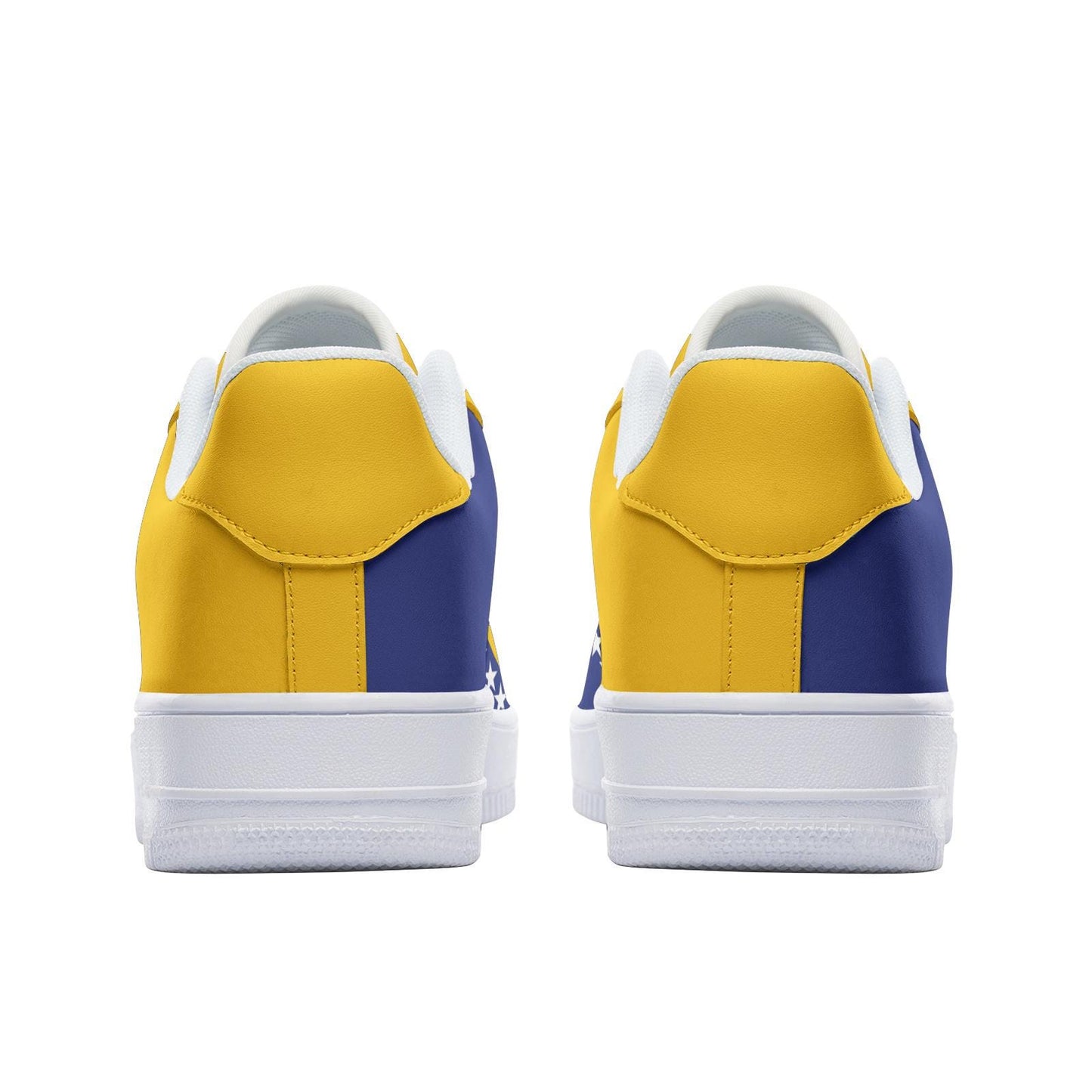Bosnia and Herzegovina Flag Sneakers, Bosnia Colors Unisex Low Top Vegan Leather