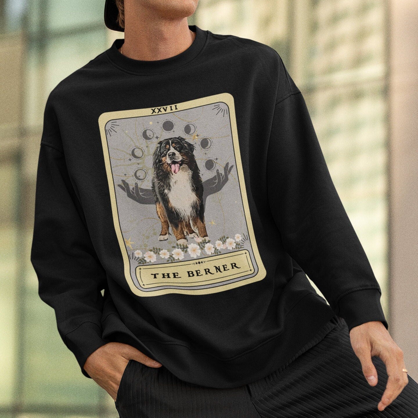Bernese Mountain Dog Tarot Card Sweatshirt - Gift for Berner Owners and Moms