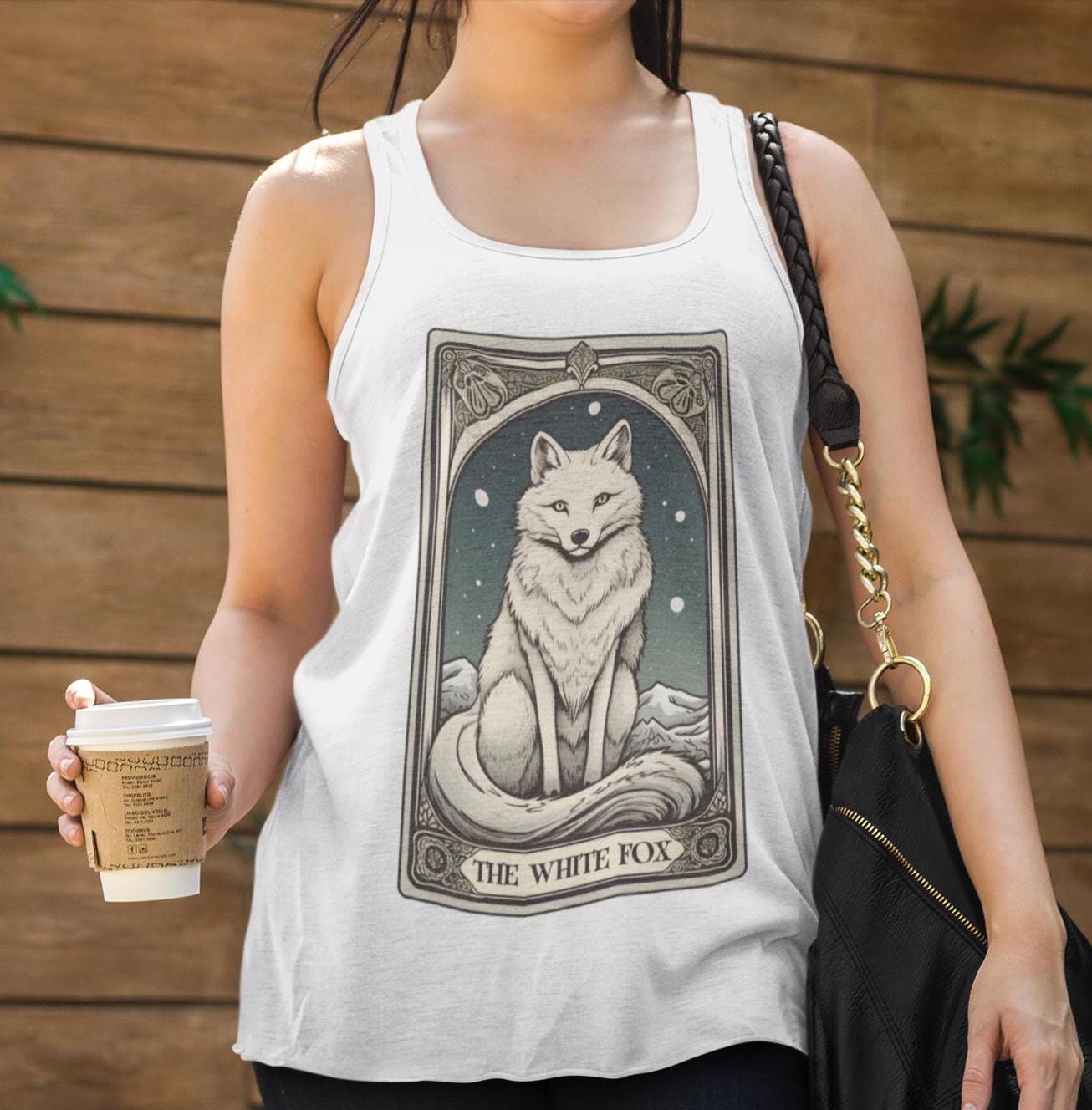 The White Fox Tarot Card Shirt, White Fox Shirt Arctic Fox Tank Top Wild Animal