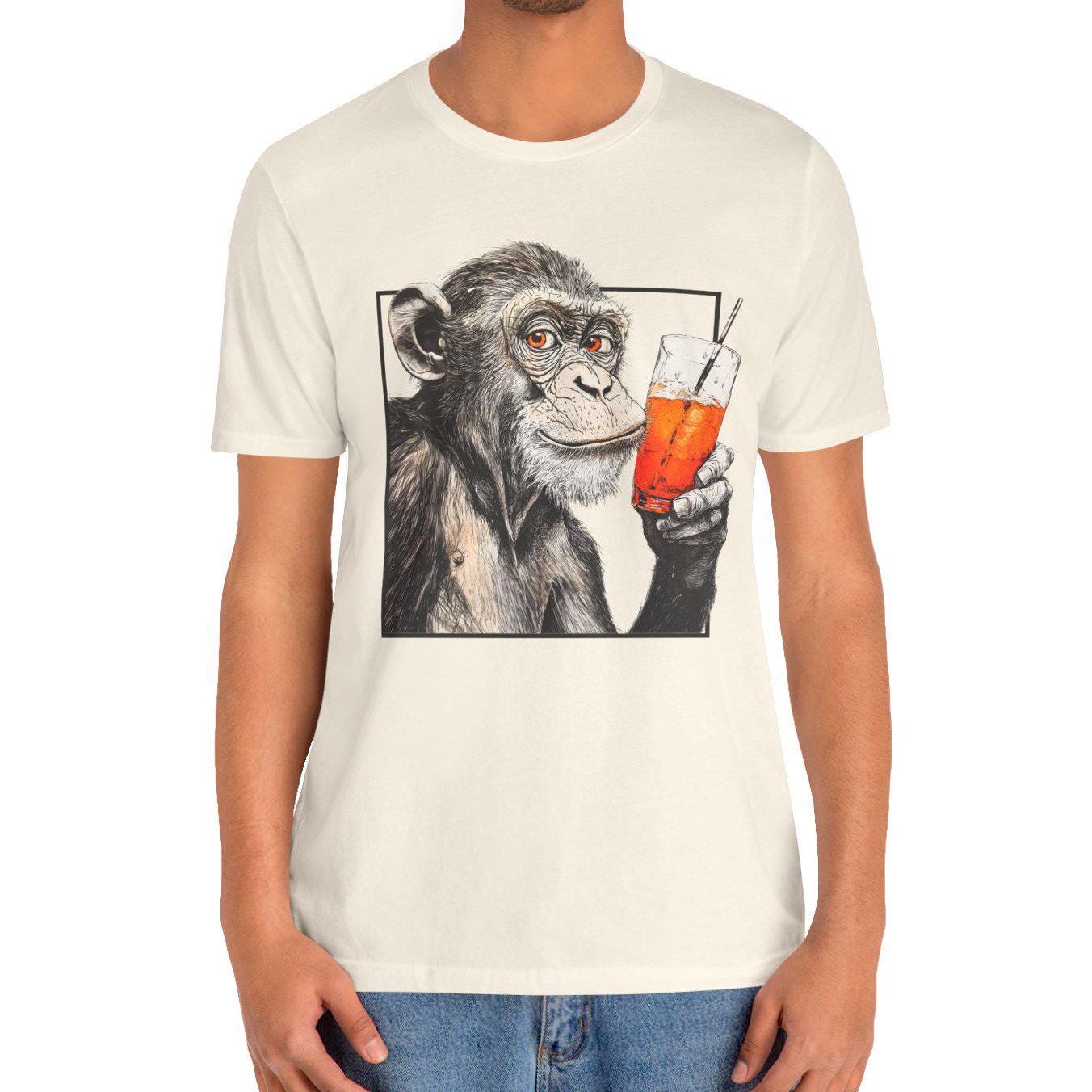 Monkey Drinking Cocktail Shirt Aperol Spritz T- Shirt, Monkey Aperol Spritz Tee