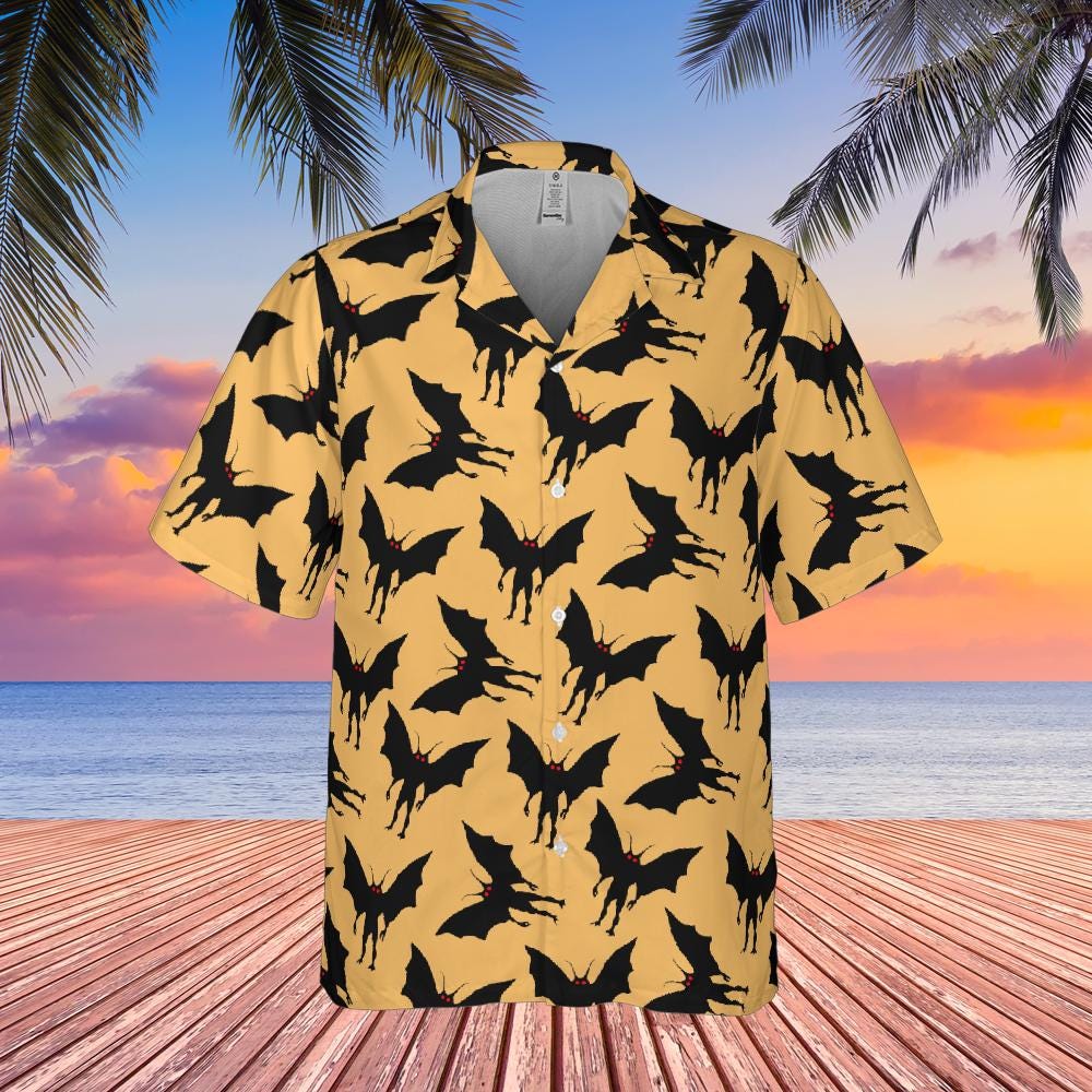 Mothman Hawaiian Shirt, Moth man Cryptid Shirt, Mothman West Virginia Cryptozoology Button Down Cryptid Shirt
