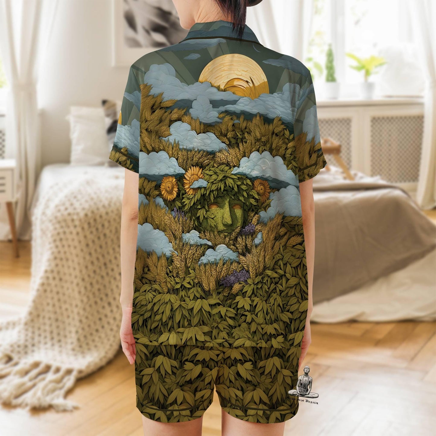 Mother Earth Pajama Set Short Sleeves, Demeter Goddess of the Harvest Pajamas