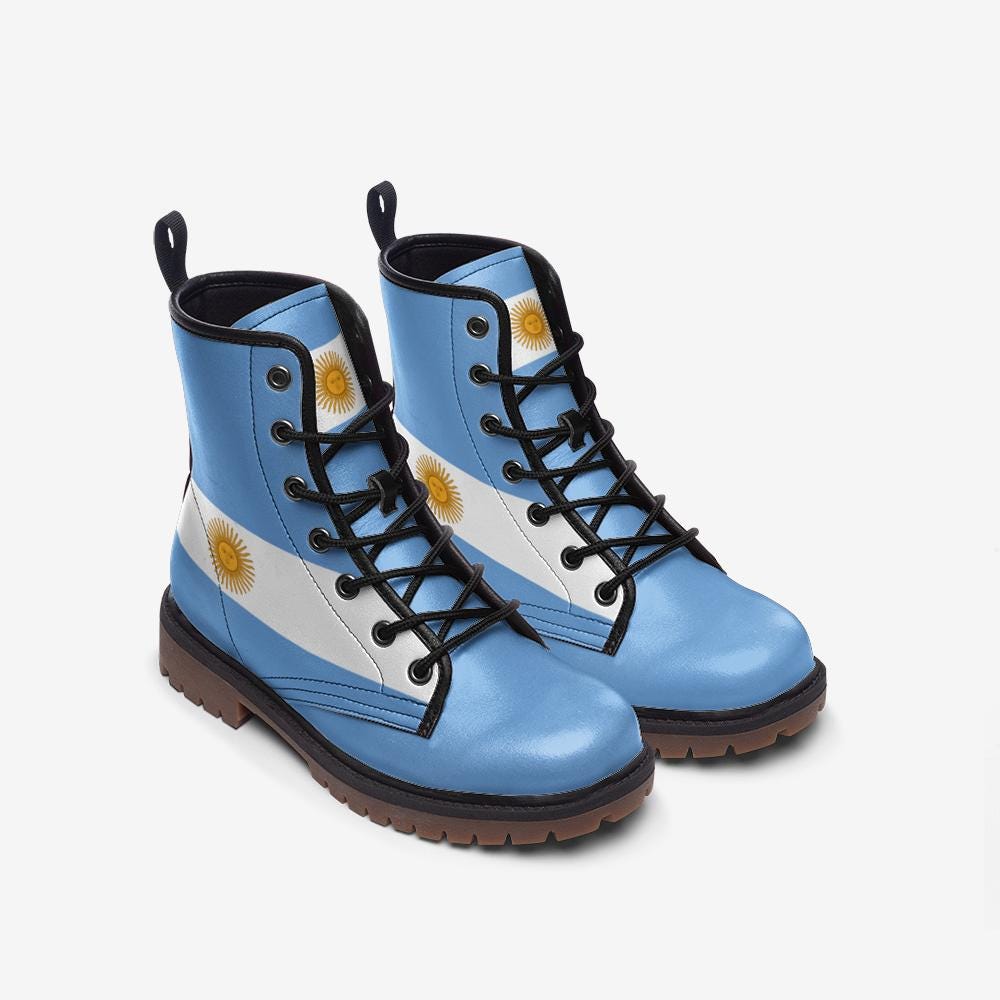 Argentina Flag Boots Argentina Vegan Leather Combat Boots