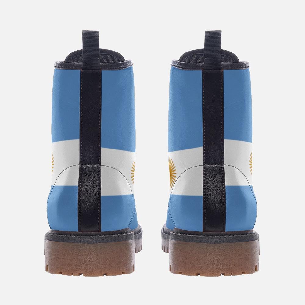 Argentina Flag Boots Argentina Vegan Leather Combat Boots