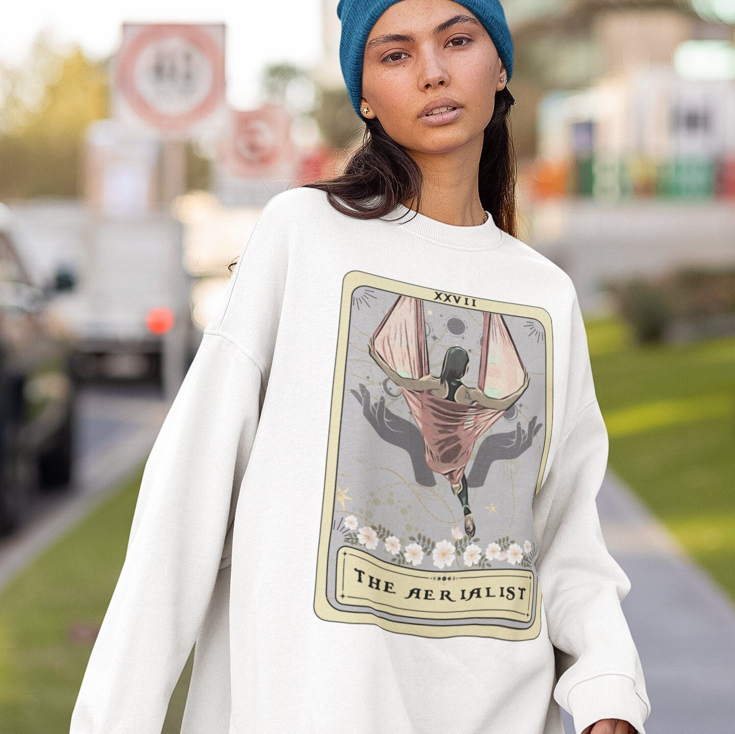 Aerialist Sweatshirt, The Aerialist Tarot Card Sweatshirt Aerial Dance Lover