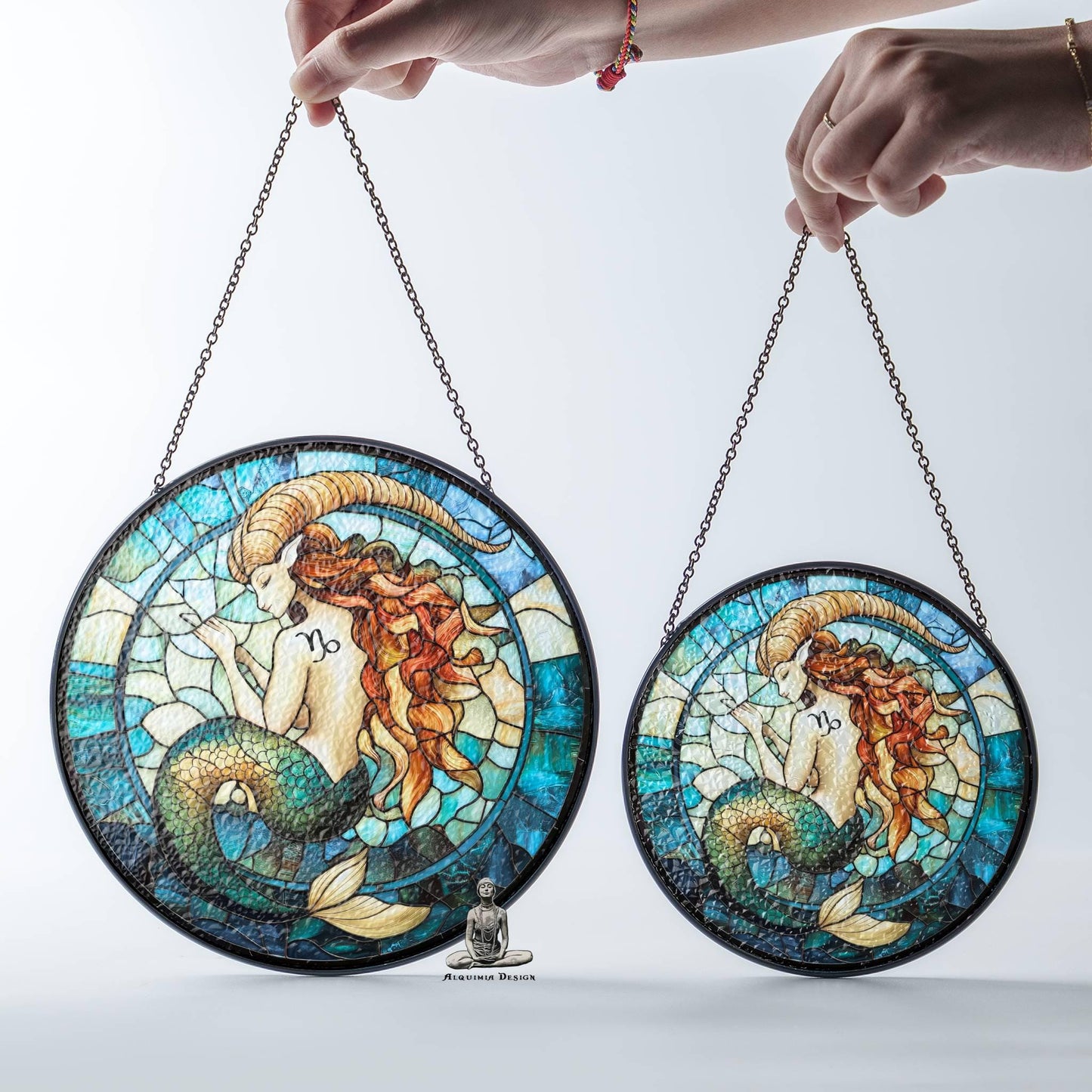 Capricorn Stained Glass Zodiac SunCatcher Capricorn Gift Window Hanging