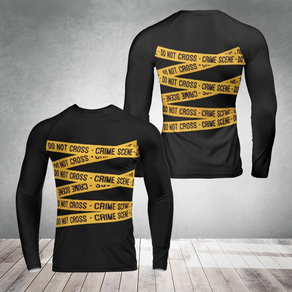 Crime Scene Long Sleeve Rash Guard - MMA Jiu Jitsu Wrestling Yoga Activewear
