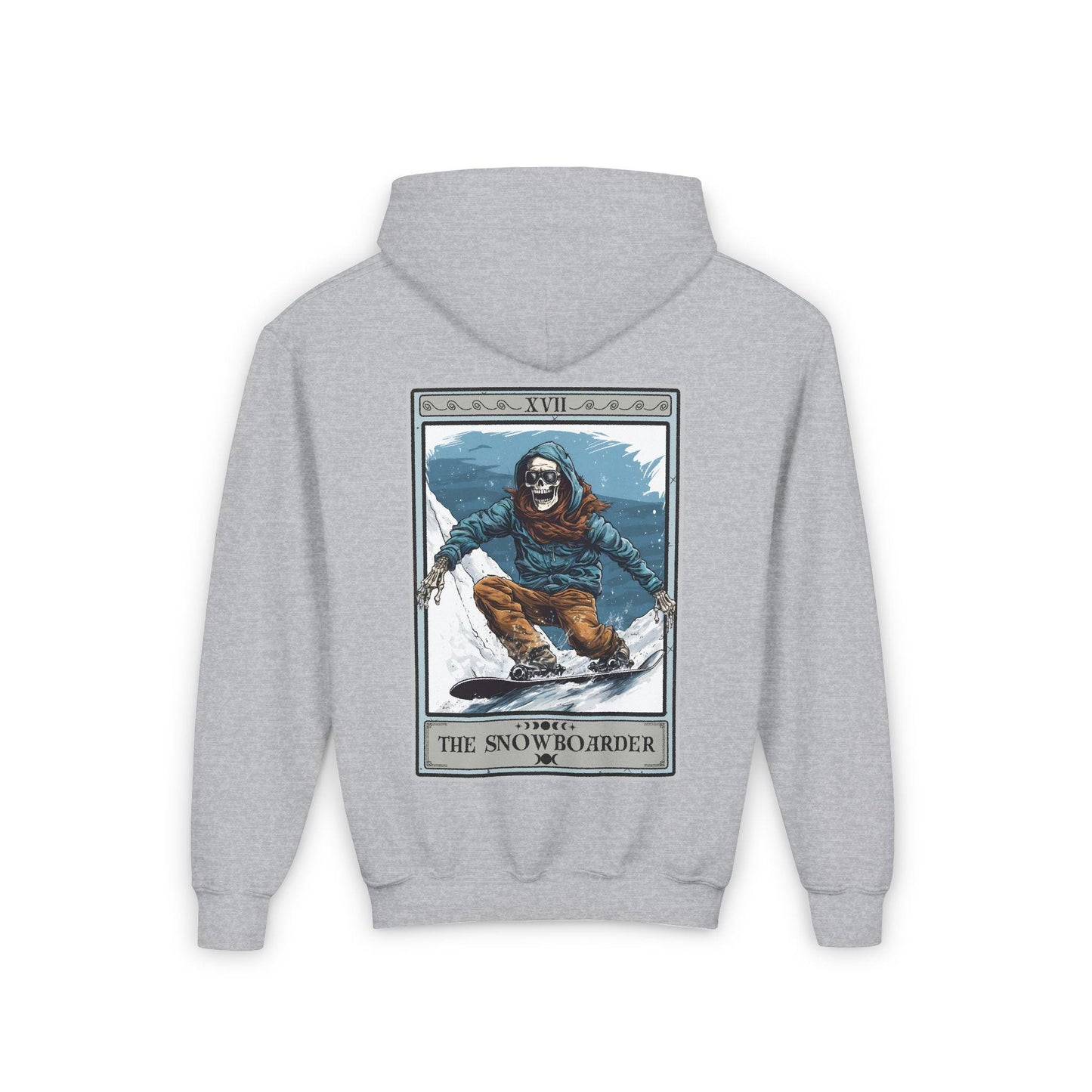 Snowboarder Tarot Youth Hoodie - Skeleton Design Sweatshirt