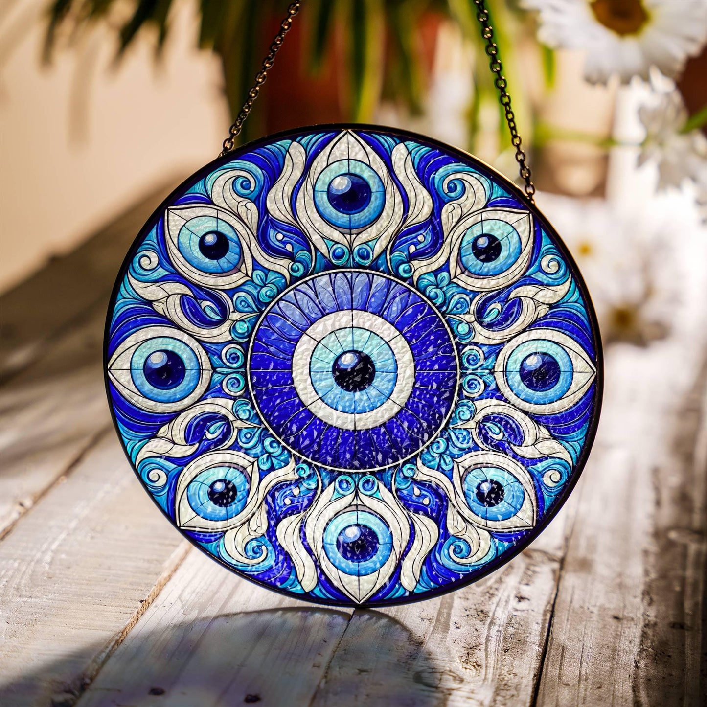 Evil Eye Stained Glass Sun Catcher - Protection Charm Home Decor