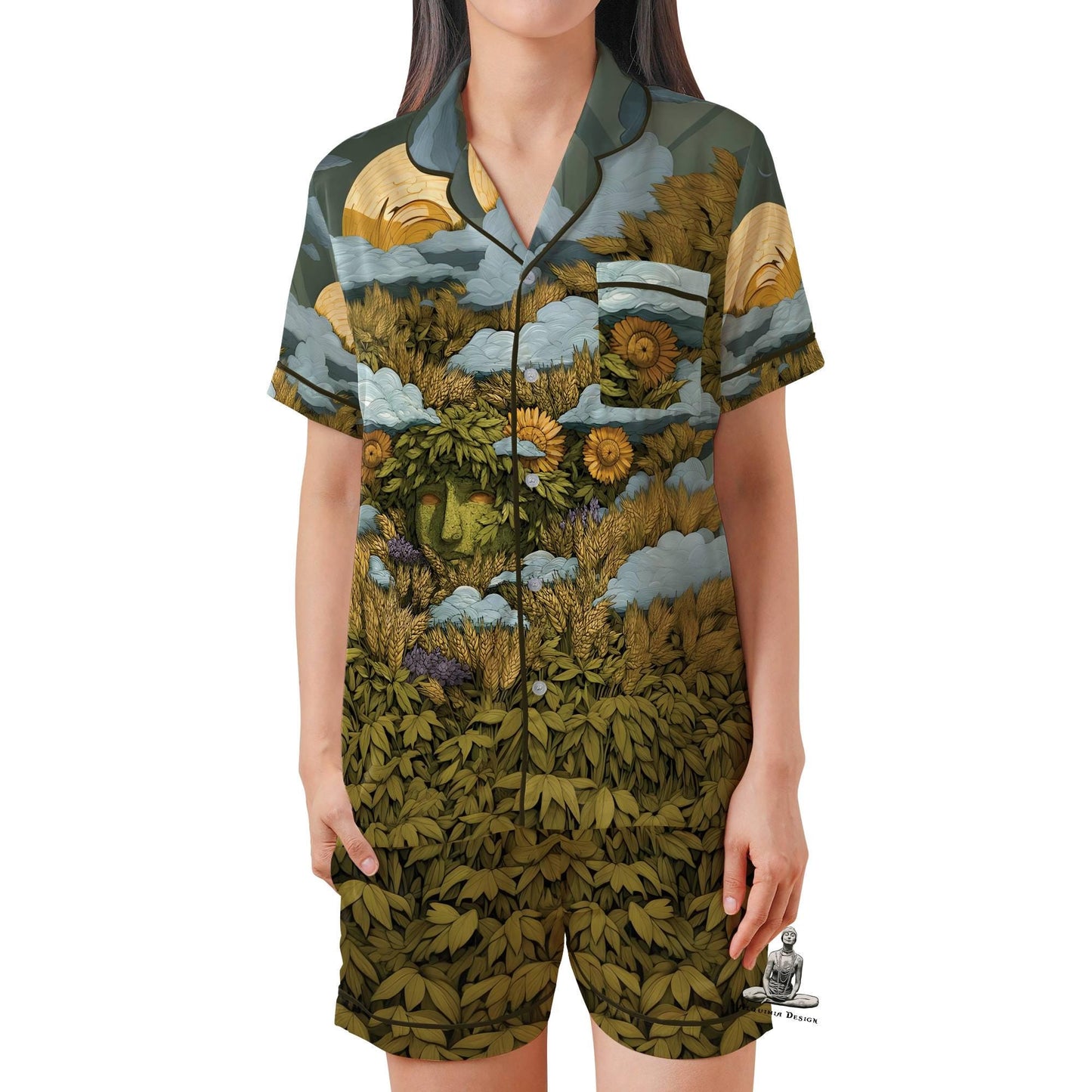 Mother Earth Pajama Set Short Sleeves, Demeter Goddess of the Harvest Pajamas