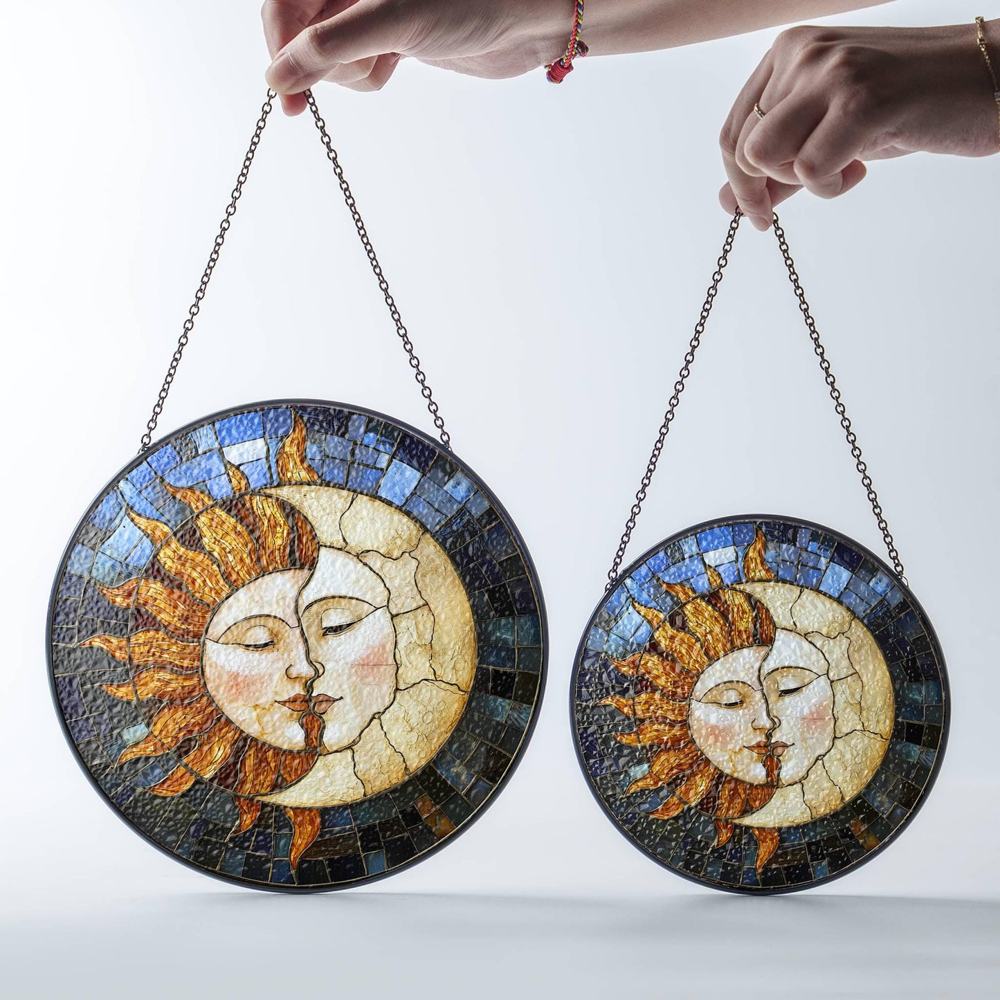 Stained Glass Sun Moon SunCatcher - Decorative Window Hanging