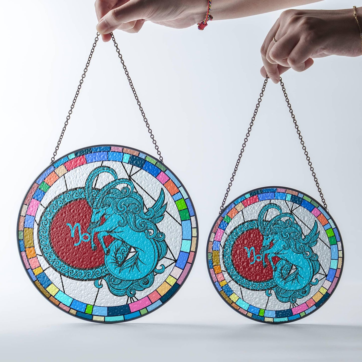 Capricorn Stained Glass Zodiac SunCatcher Capricorn Window Hanging