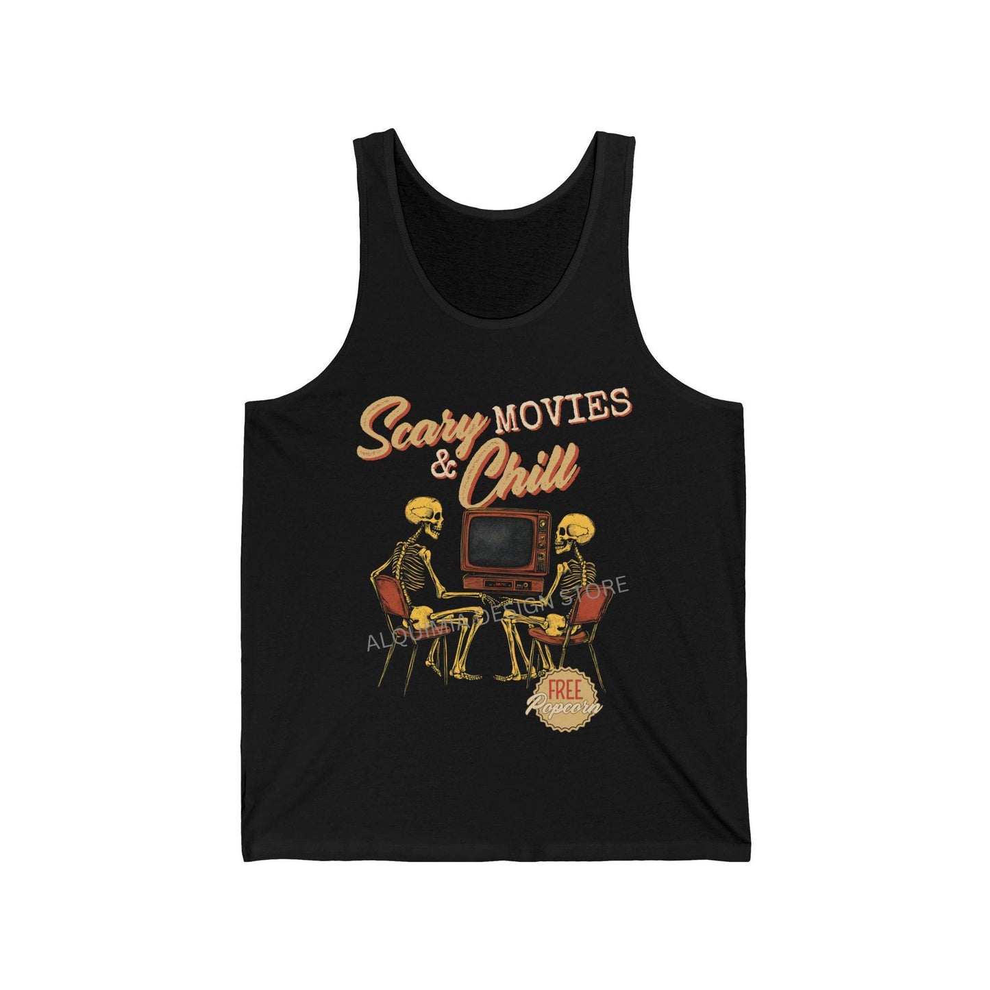Scary Movies & Chill Tank, Halloween Tank Top, Trendy Vintage Inspired Shirt