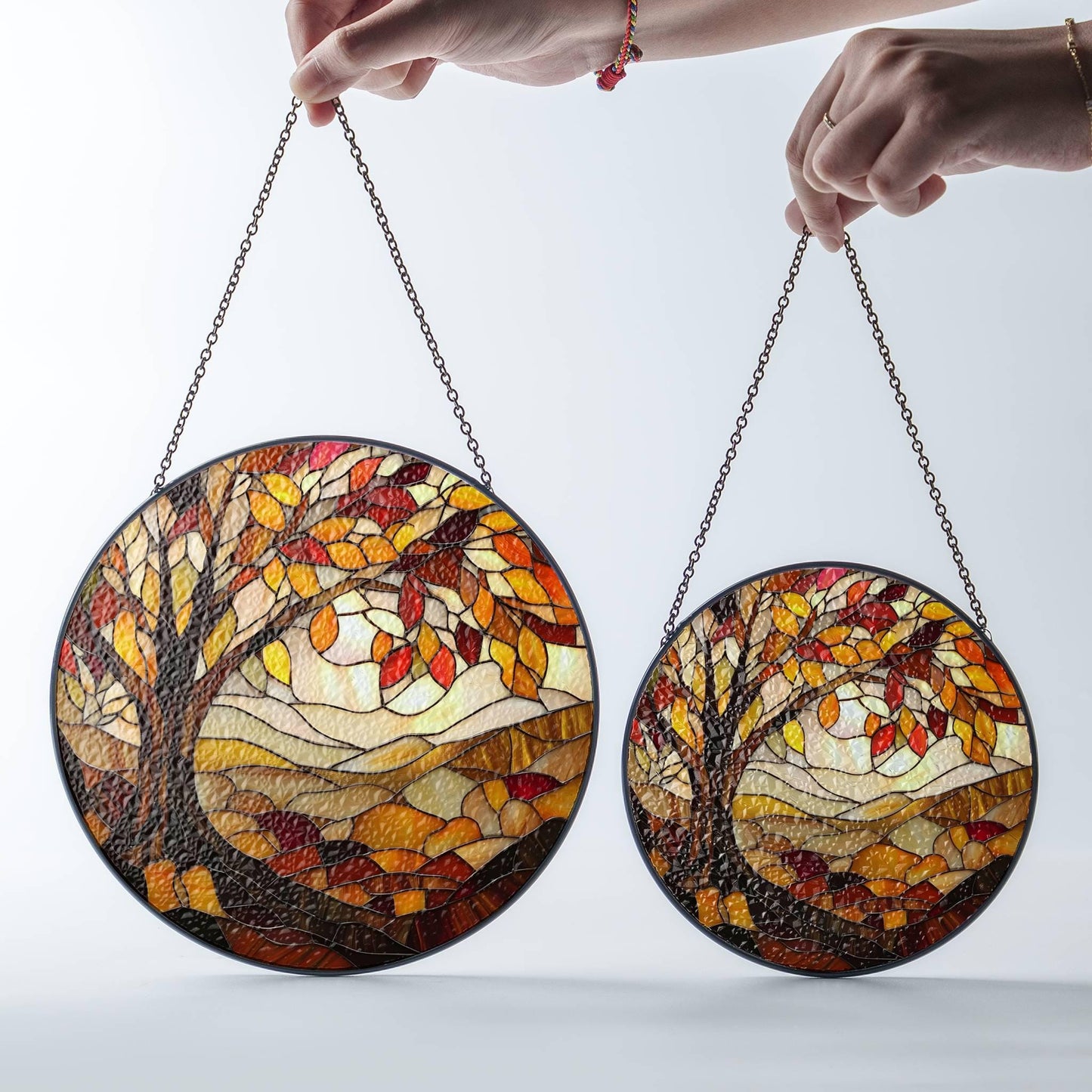 Autumn Stained Glass SunCatcher Fall Season Window Hanging Autumn