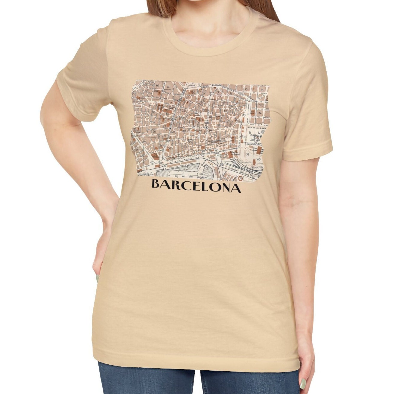 Barcelona Vintage Map T-shirt - Travel Tee Gift for Barcelona Visitors