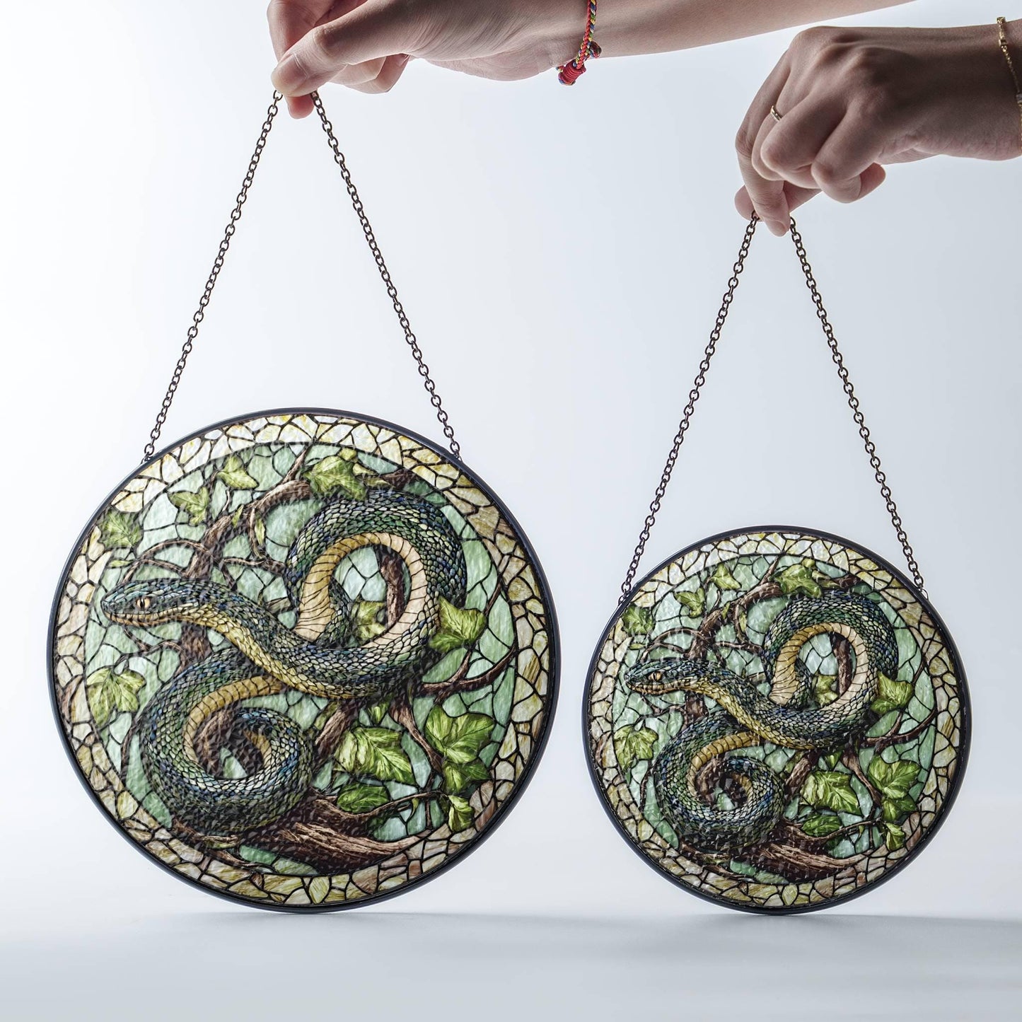 Snake Stained Glass Sun Catcher - Chinese Zodiac Home Decor Gift