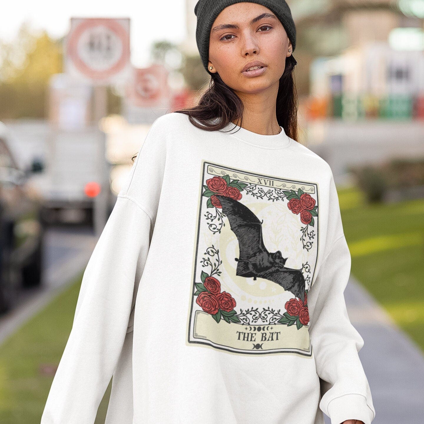 Bat Sweatshirt, The Bat Tarot Card Sweatshirt, Bat Lover Gifts