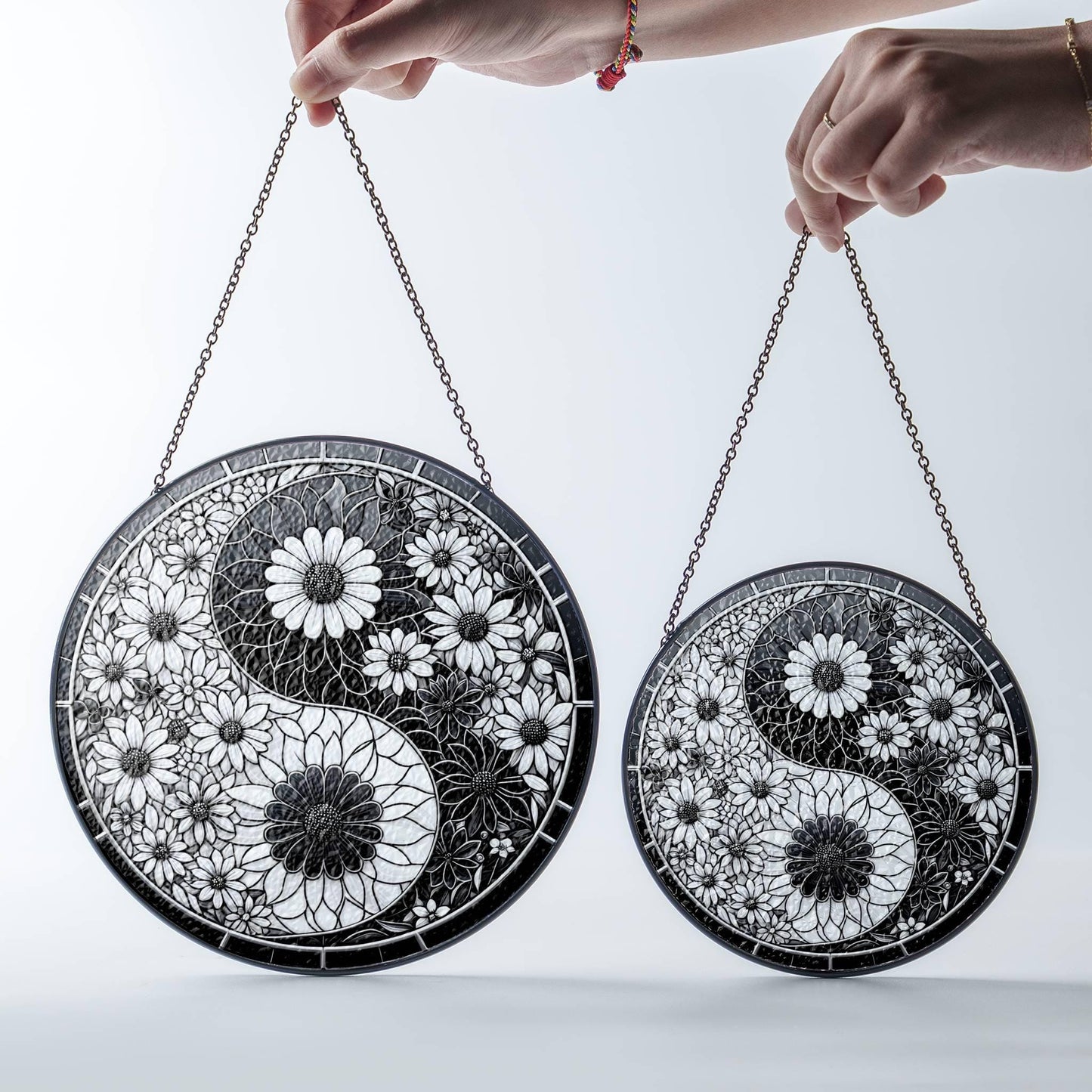 Yin Yang Stained Glass Sun Catcher - Light Catcher Window Hanging Decor