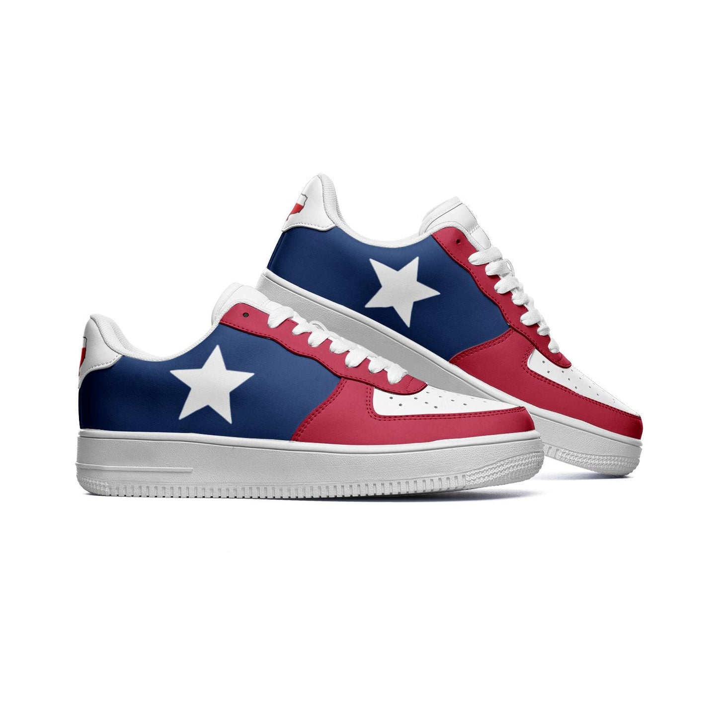 Texas Flag Sneakers, Texas Colors Unisex Low Top Vegan Leather Sneakers