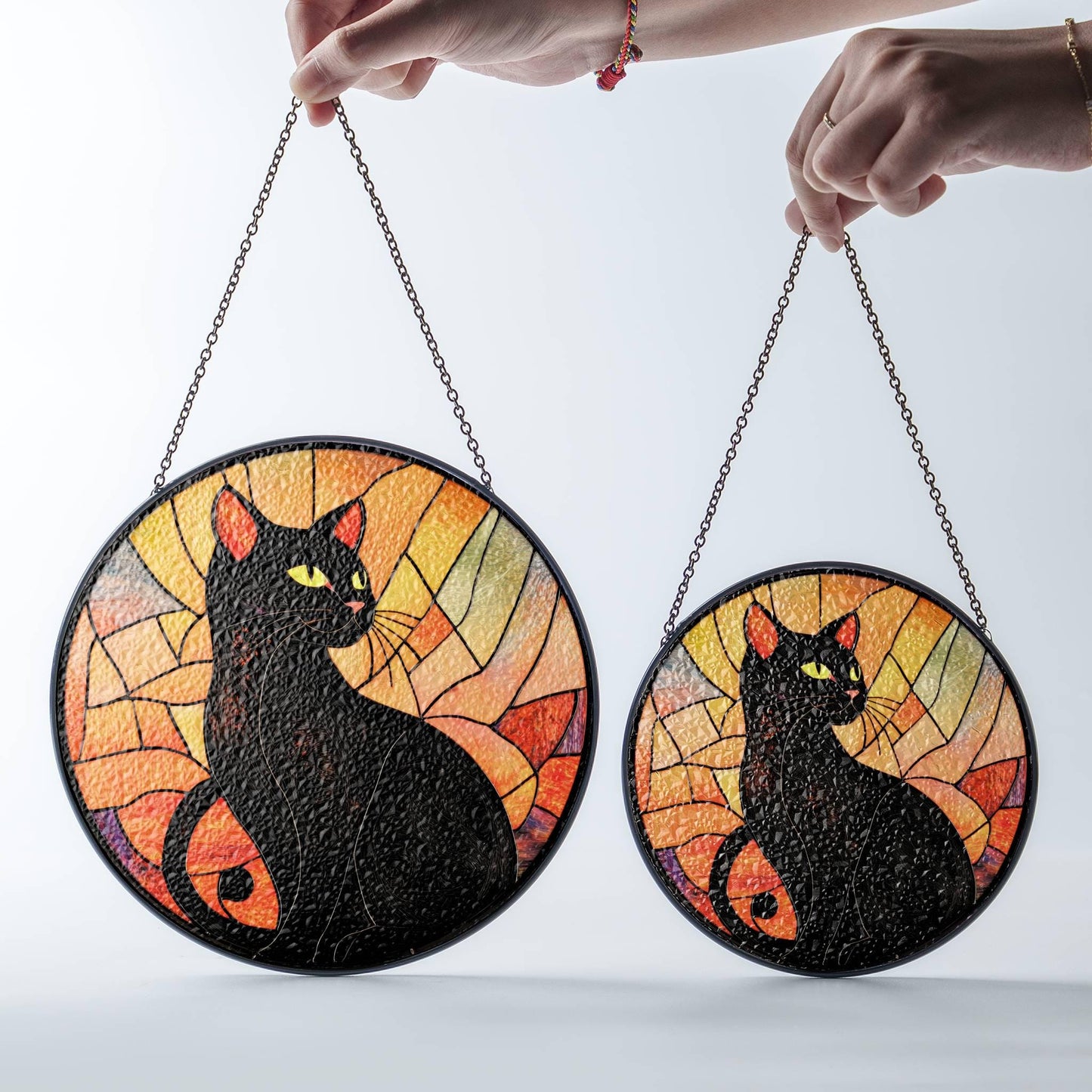 Black Cat Stained Glass Cat SunCatcher Window Hanging Cat Owner Gift