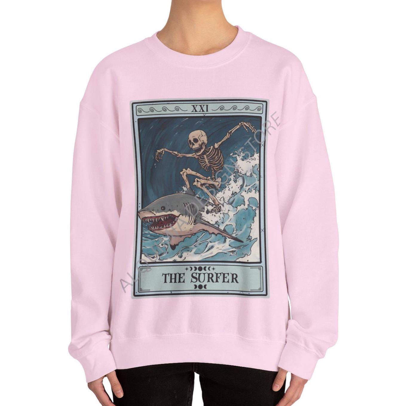 The Surfer Tarot Card Sweatshirt - Gift for Beach Lovers Ocean Enthusiasts