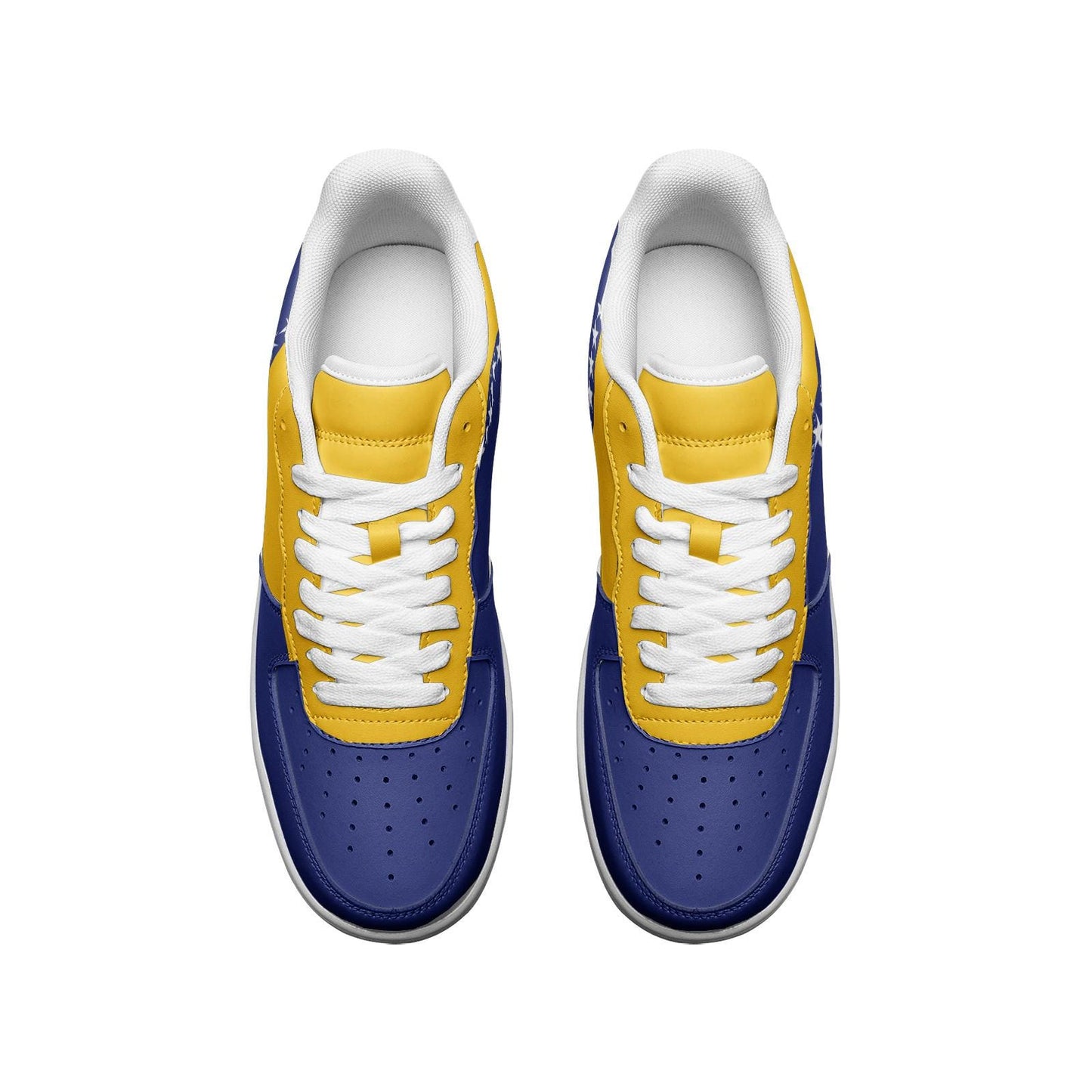 Bosnia and Herzegovina Flag Sneakers, Bosnia Colors Unisex Low Top Vegan Leather