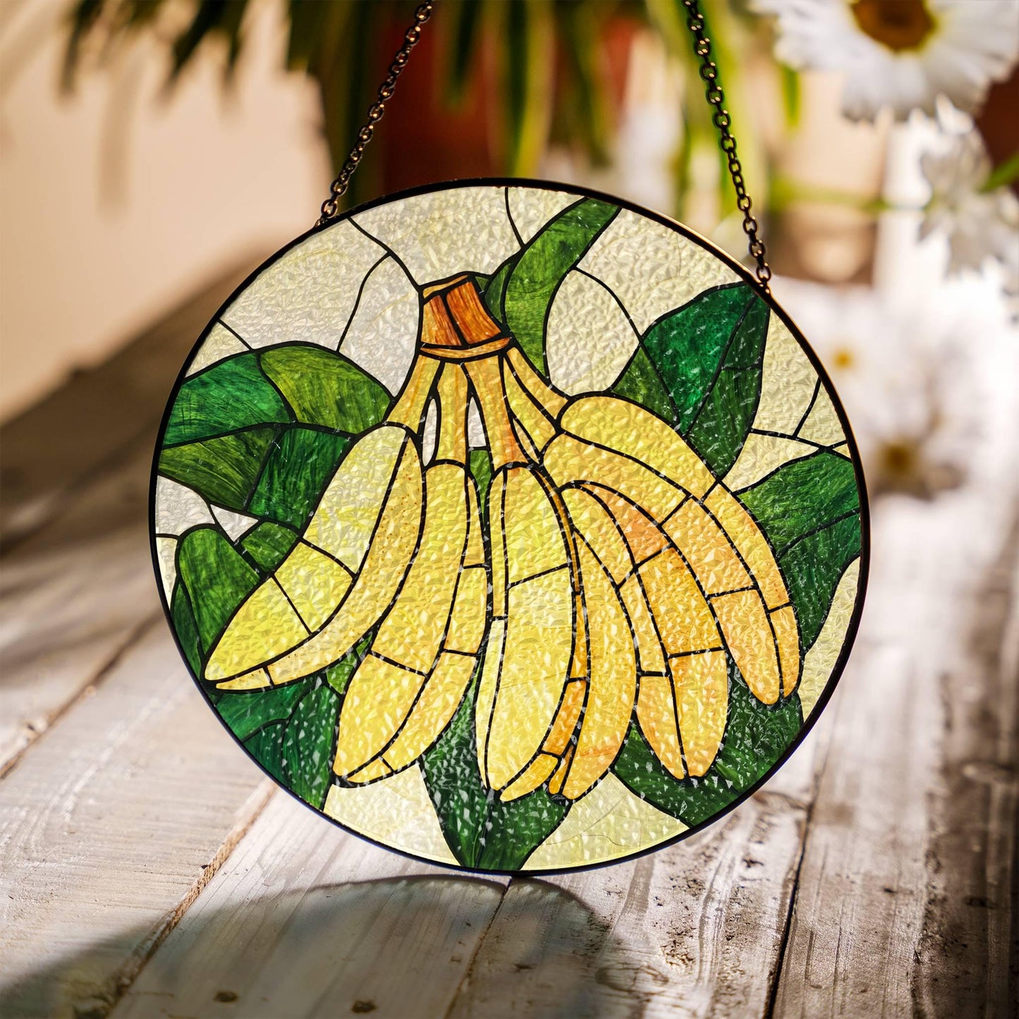 Banana Stained Glass Sun Catcher - Fruit Window Decoration for Home