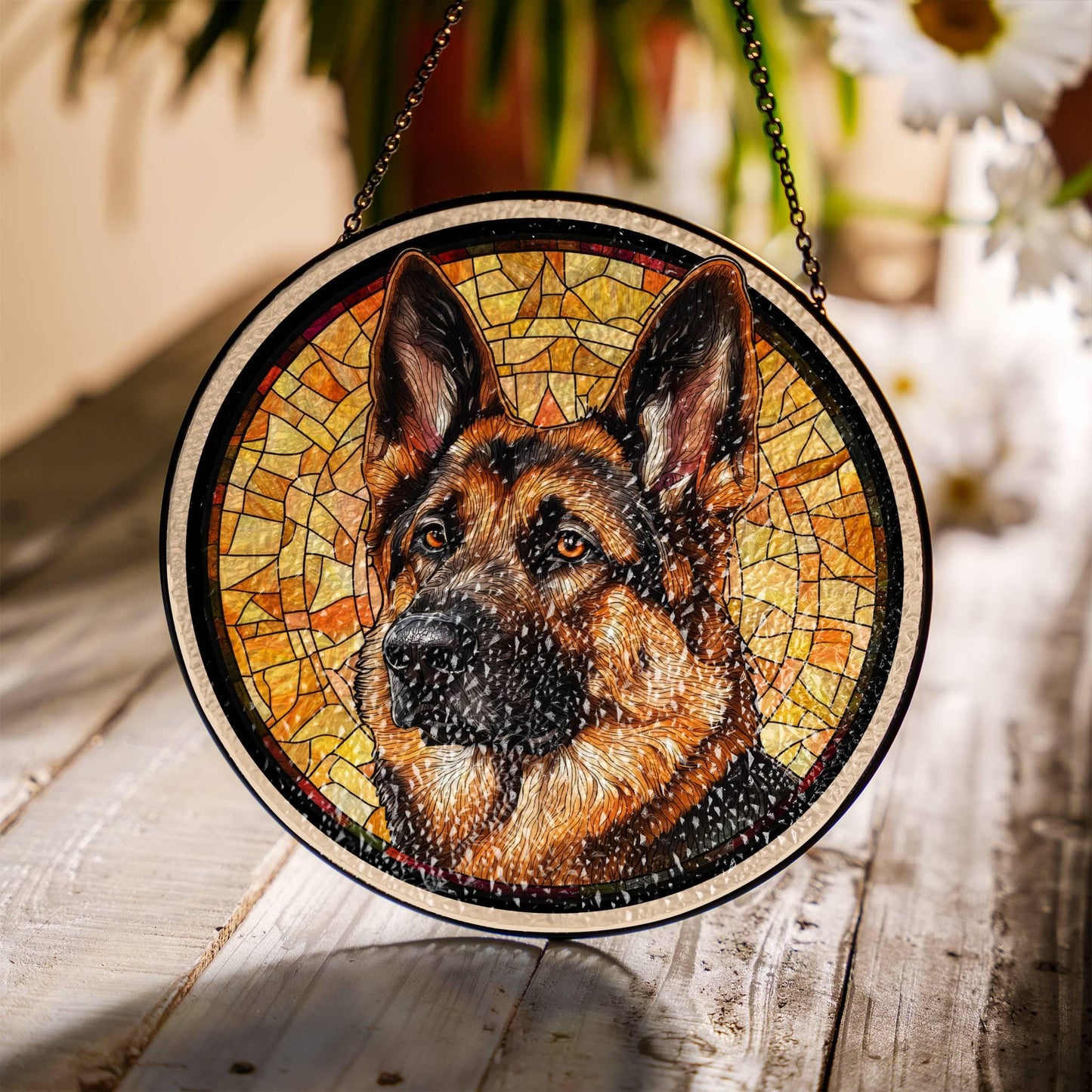 German Shepherd Stained Glass SunCatcher German Shepherd Window Hanging