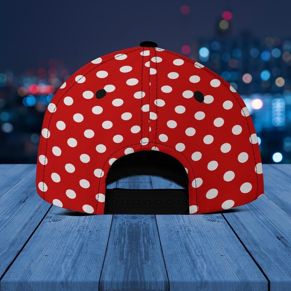Red Polka Dot Cap, Red White Polka Dots Hat, Baseball Cap