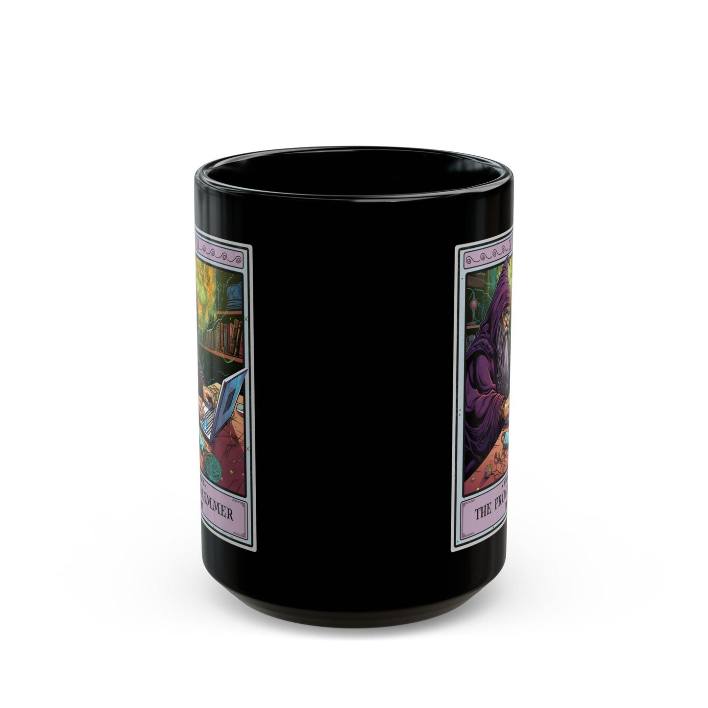 Programmer Tarot Card Mug - Black 11oz Gift for Coders
