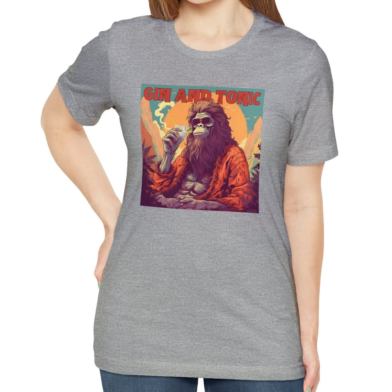 Bigfoot Gin and Tonic Shirt, Bigfoot Cocktail Shirts Gin and Tonic Sasquatch