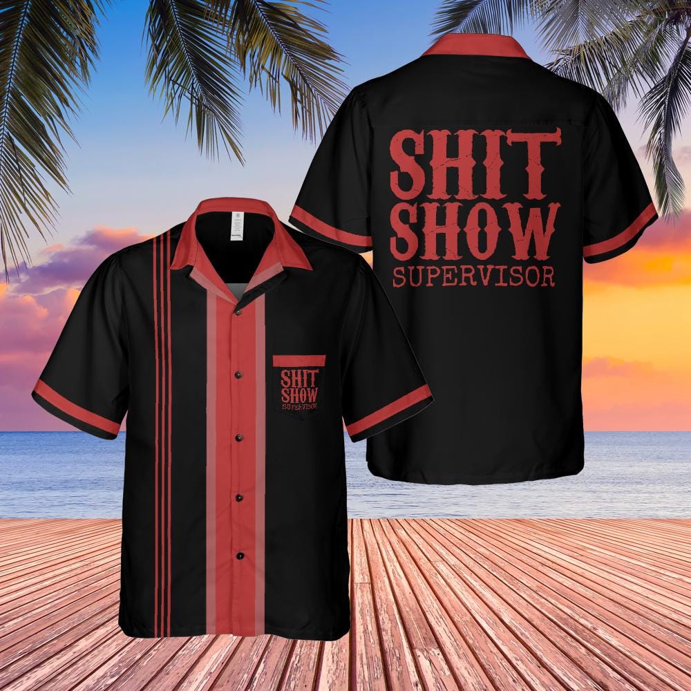 Sh!t Show Supervisor Button Down Shirt with Pocket, Boss Shirt Short-sleeve Hawaiian Shirt Manager