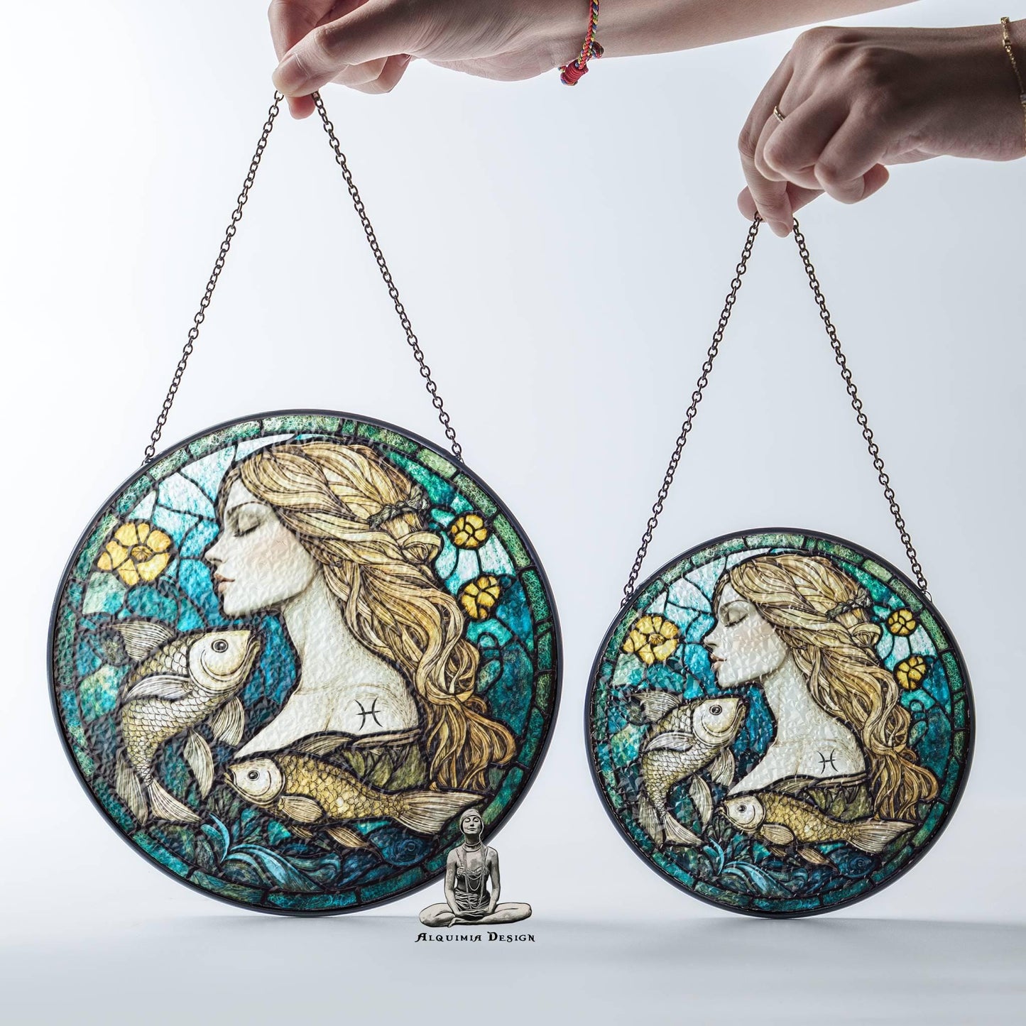 Pisces Stained Glass Zodiac SunCatcher Astrology Pisces Decor Window Hanging Pisces