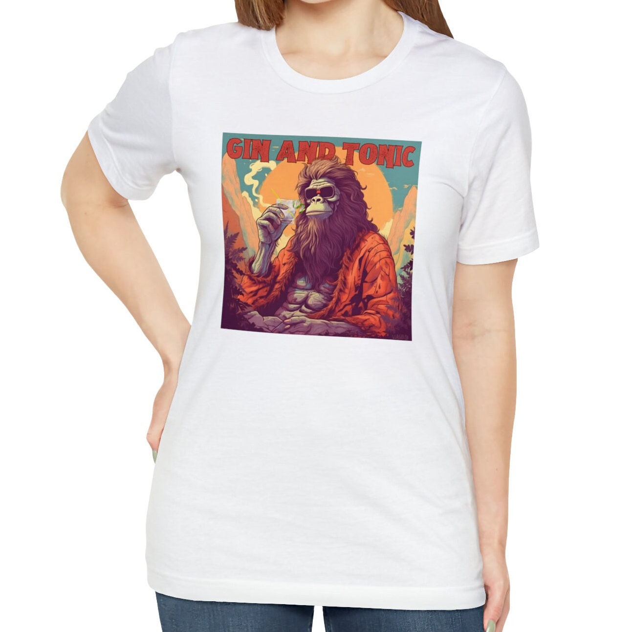 Bigfoot Gin and Tonic Shirt, Bigfoot Cocktail Shirts Gin and Tonic Sasquatch