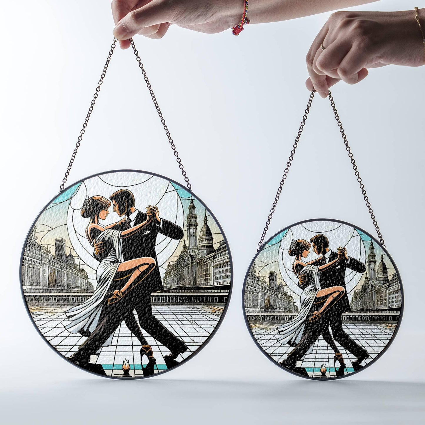 Tango Dancing Stained Glass SunCatcher Tango Window Hanging Tango Dancing