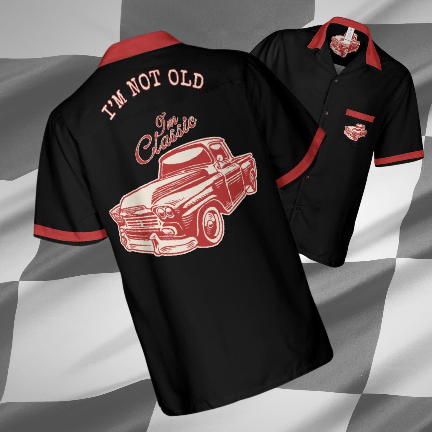 Classic Car Button Down Shirt with Pocket, Classic Truck Shirt Hawaiian Shirt