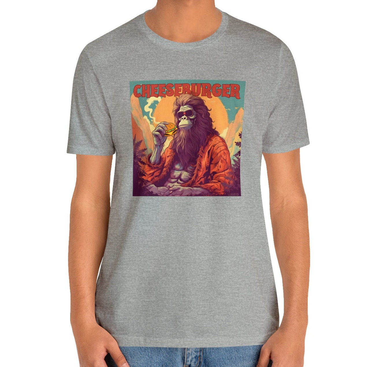 Bigfoot Cheeseburger Shirt, Bigfoot Burger Shirts Hamburger Gifts Sasquatch