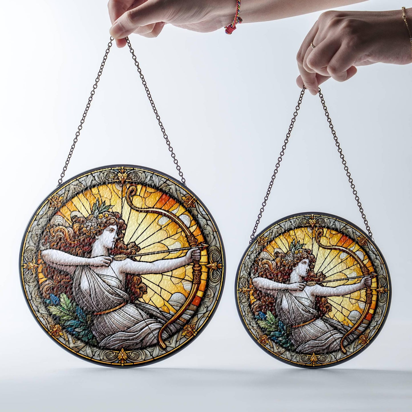 Artemis Stained Glass SunCatcher Greek Goddess Artemis Window Hanging Protection