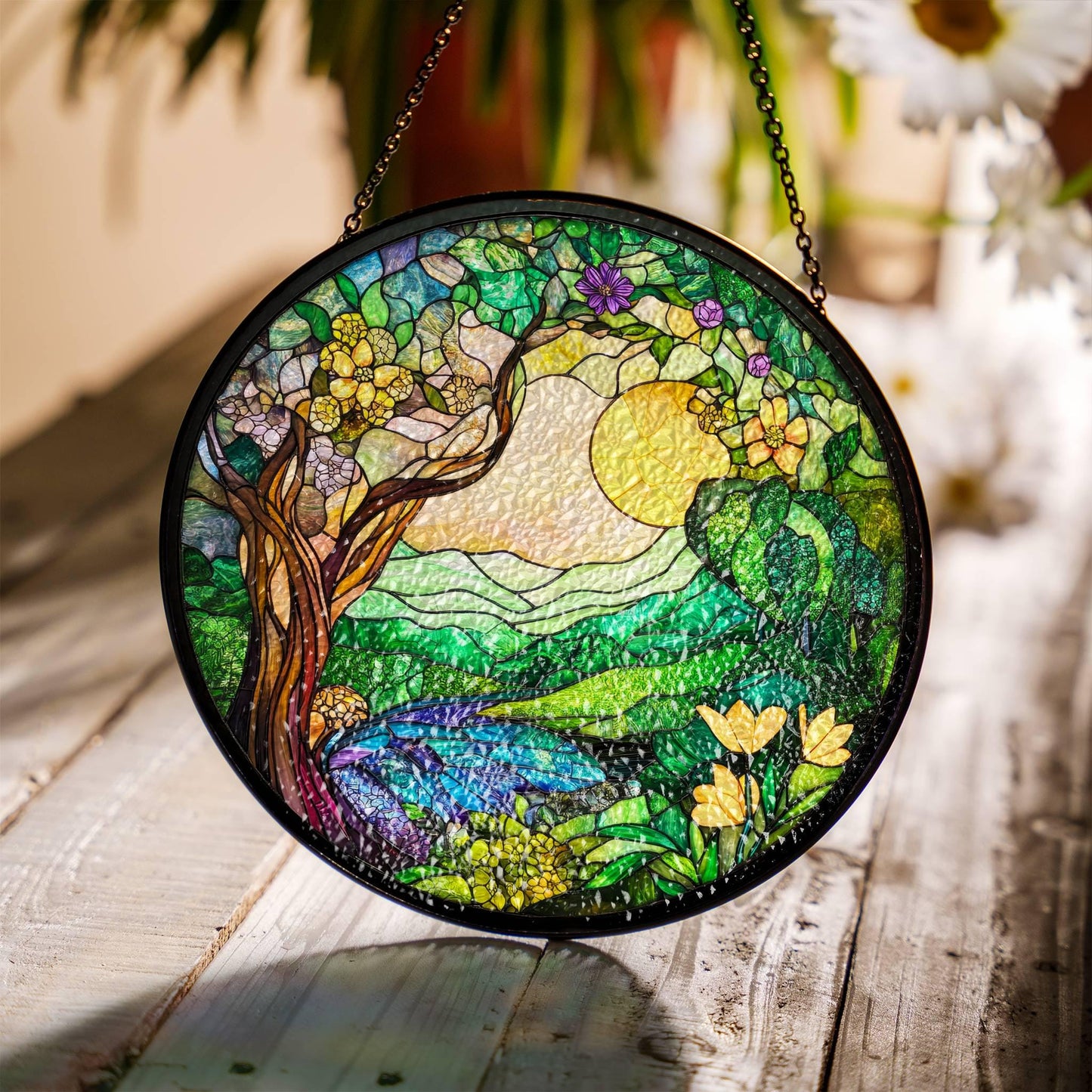 Spring Stained Glass Spring Equinox SunCatcher Ostara Light Catcher Window Hanging