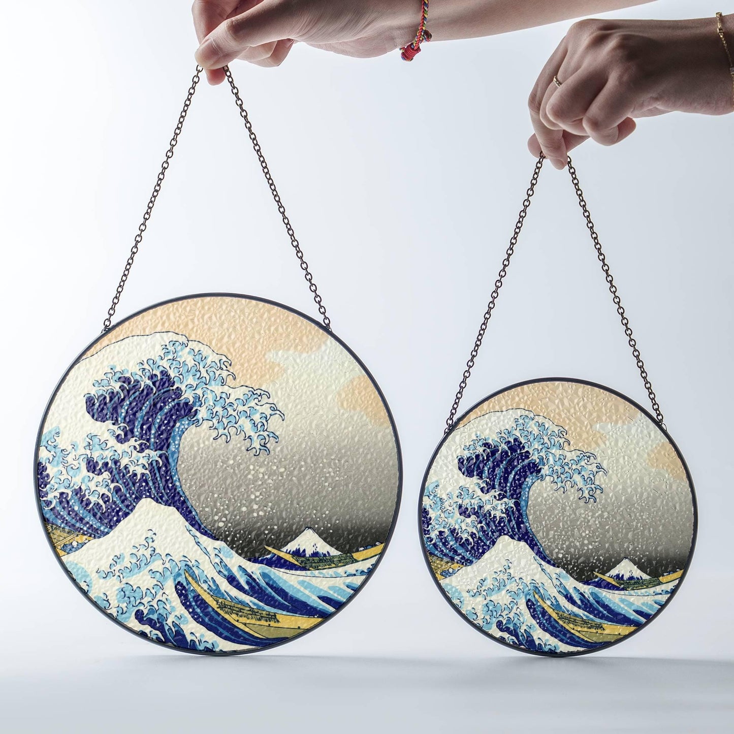 The Great Wave off Kanagawa Stained Glass SunCatcher Window Hanging Decor Art