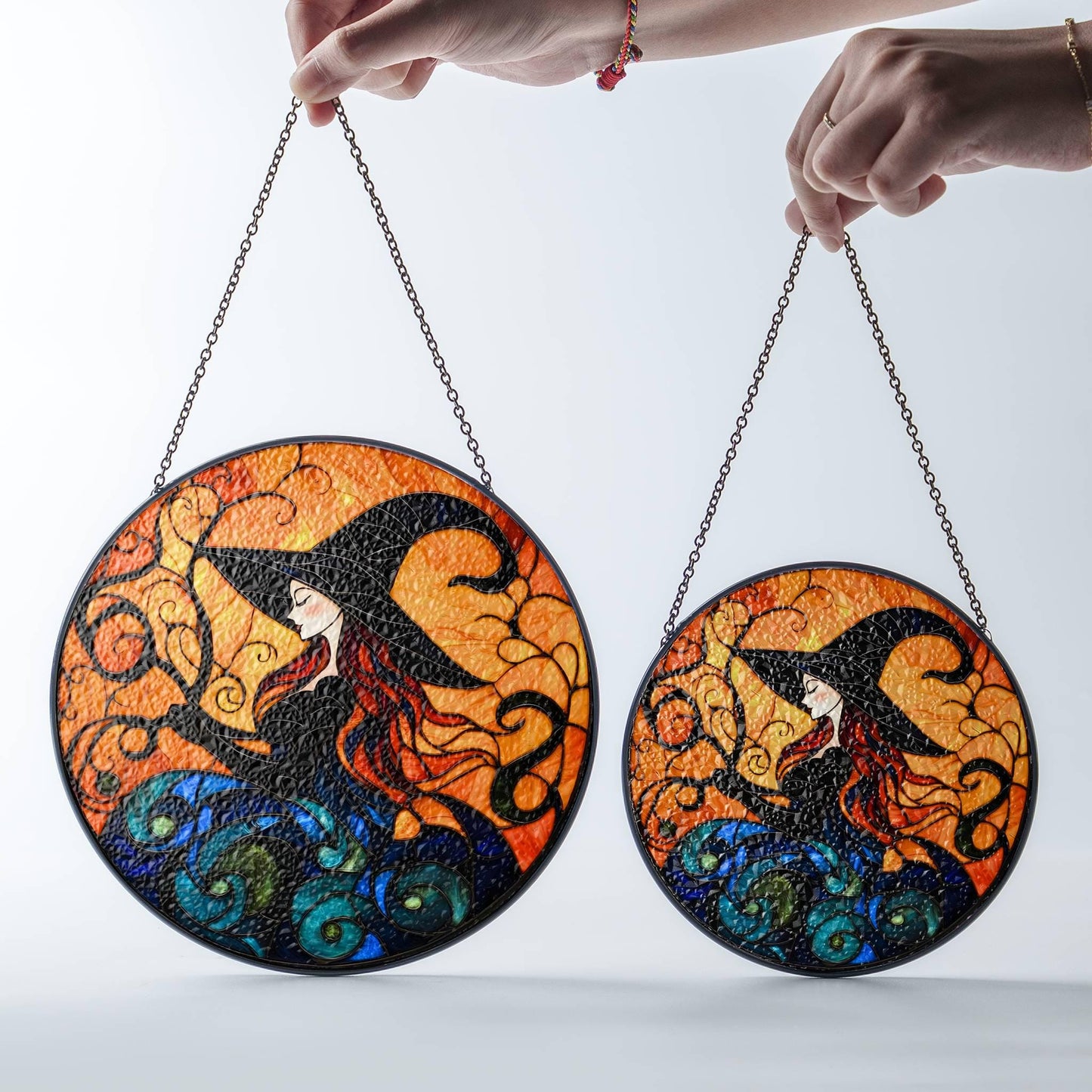 Halloween Witch Stained Glass SunCatcher Halloween Window Home Decor