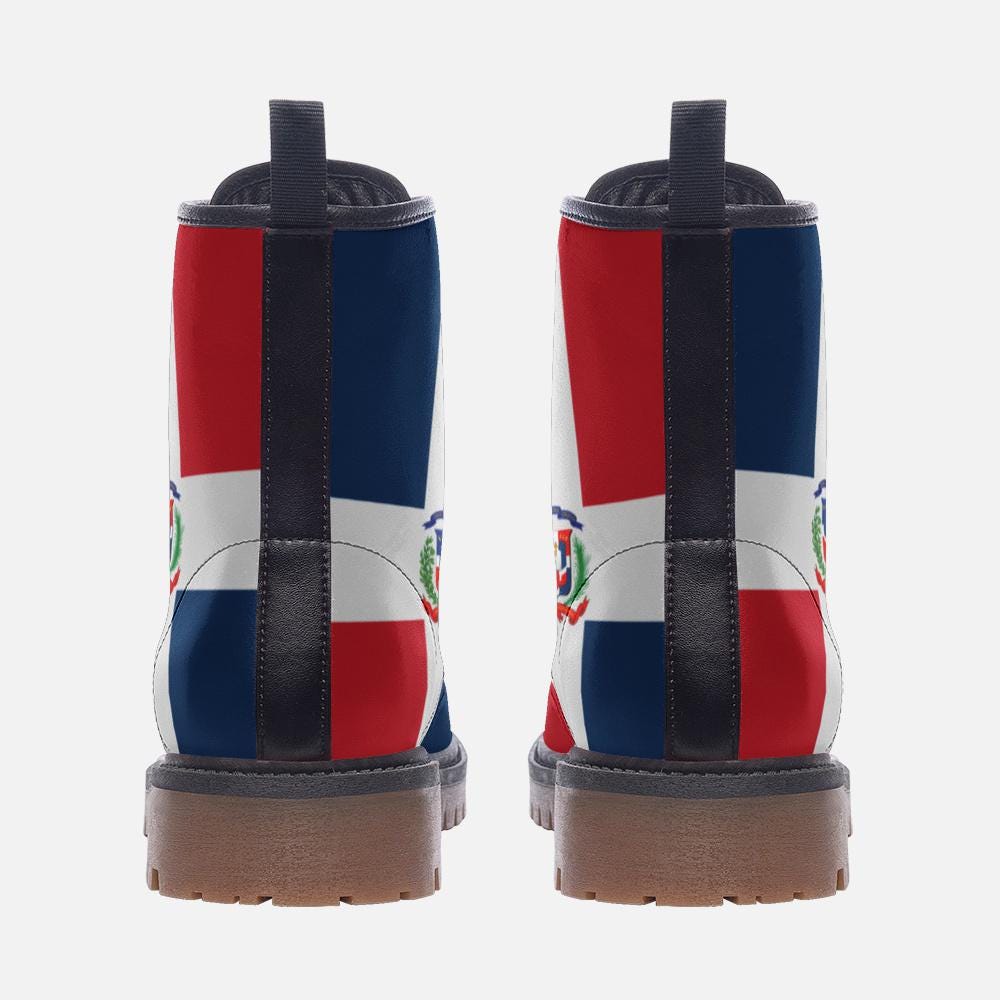Dominican Republic Flag Boots Vegan Leather Combat Boots Republica Dominicana
