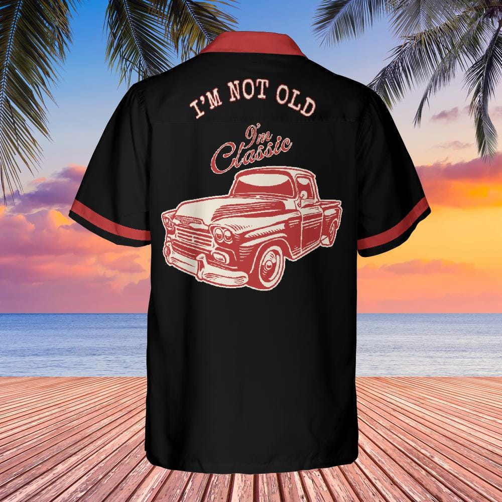 Classic Car Button Down Shirt with Pocket, Classic Truck Shirt Hawaiian Shirt