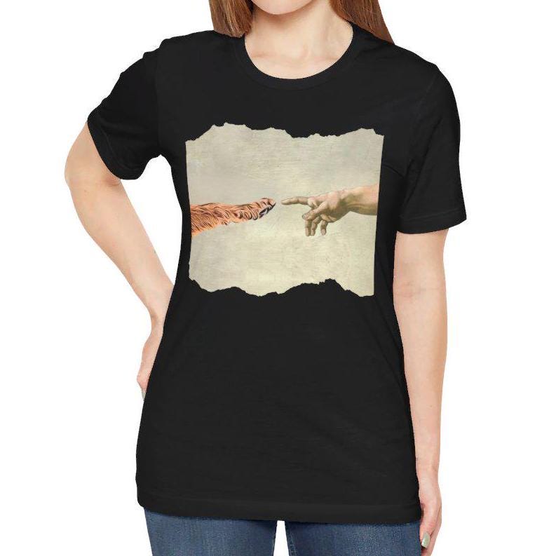 Dog Paw Creation of Adam Shirt - Animal Lover Gift for Dog Owners