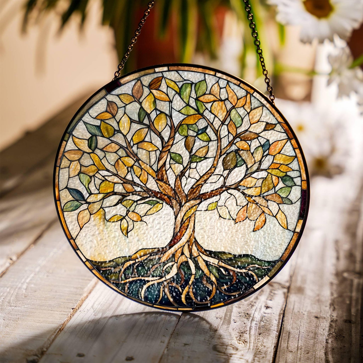 Tree of Life Stained Glass Sun Catcher - Window Hanging Decoration Protection