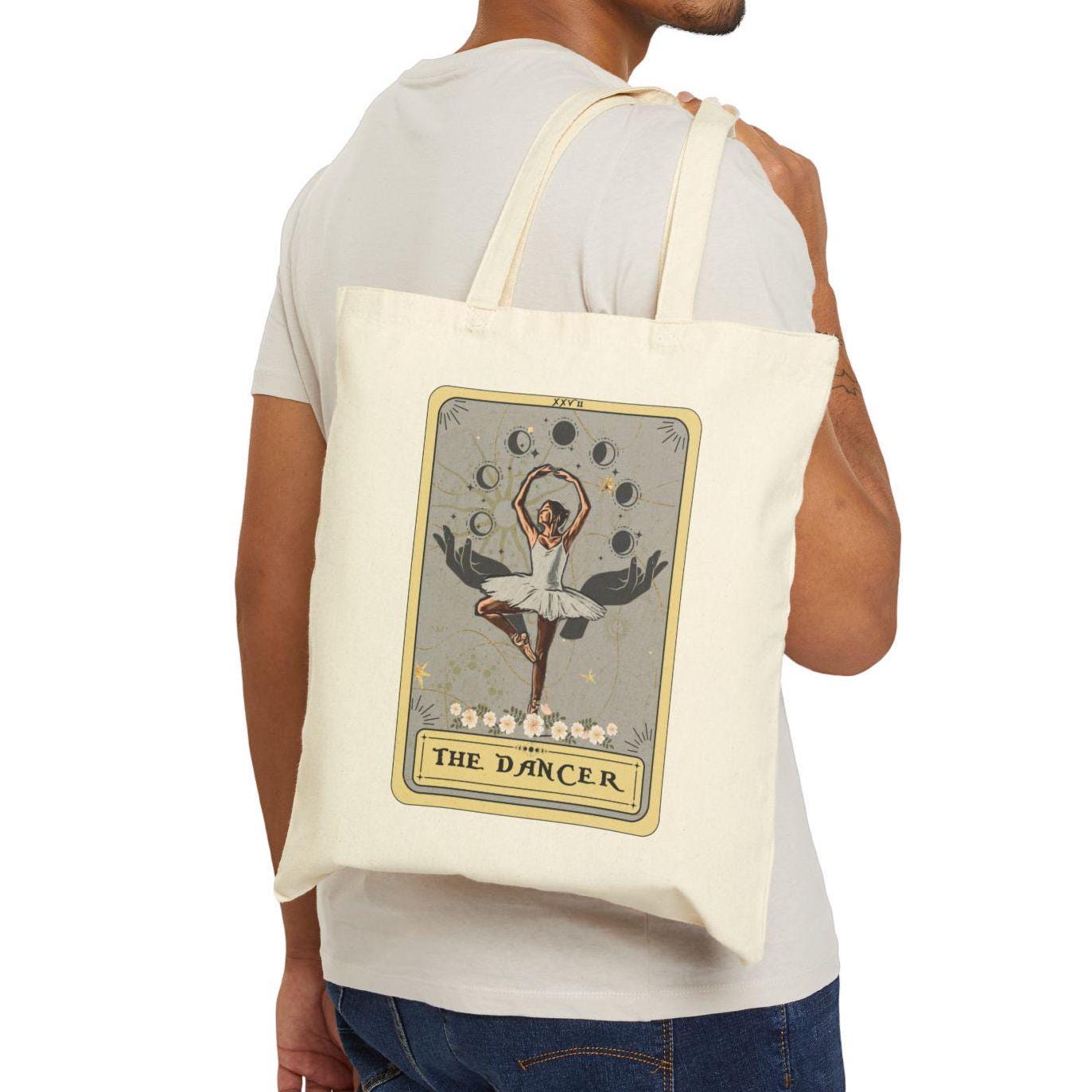 The Dancer Tarot Card Tote Bag, Ballerina Tote Bag Canvas 15" x 16" Tote Bag