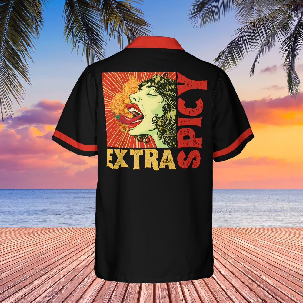 Extra Spicy Hawaiian Shirt, Spicy Food Short-sleeve Hawaiian Shirt Spicy Chili Shirt