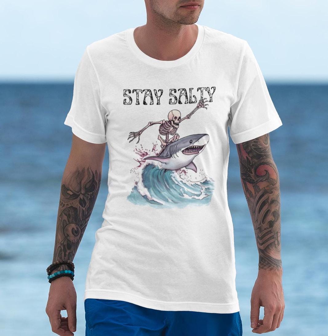 Stay Salty Shirt, Surfing T-shirt Beach Lover Ocean Life Surfer Shark Shirt