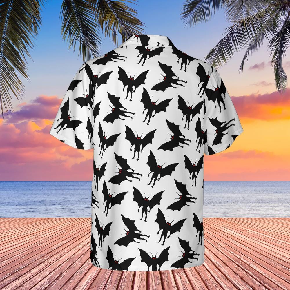 Mothman Hawaiian Shirt, Moth man Cryptid Shirt, Mothman West Virginia Cryptozoology Button Down Cryptid Shirt